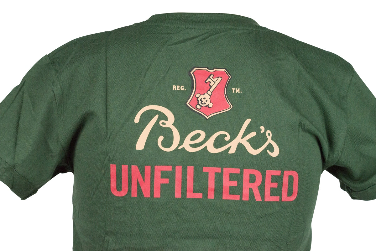 1 Beck's Beer T-shirt Size M "Unfiltered" Green Cotton New – View 4