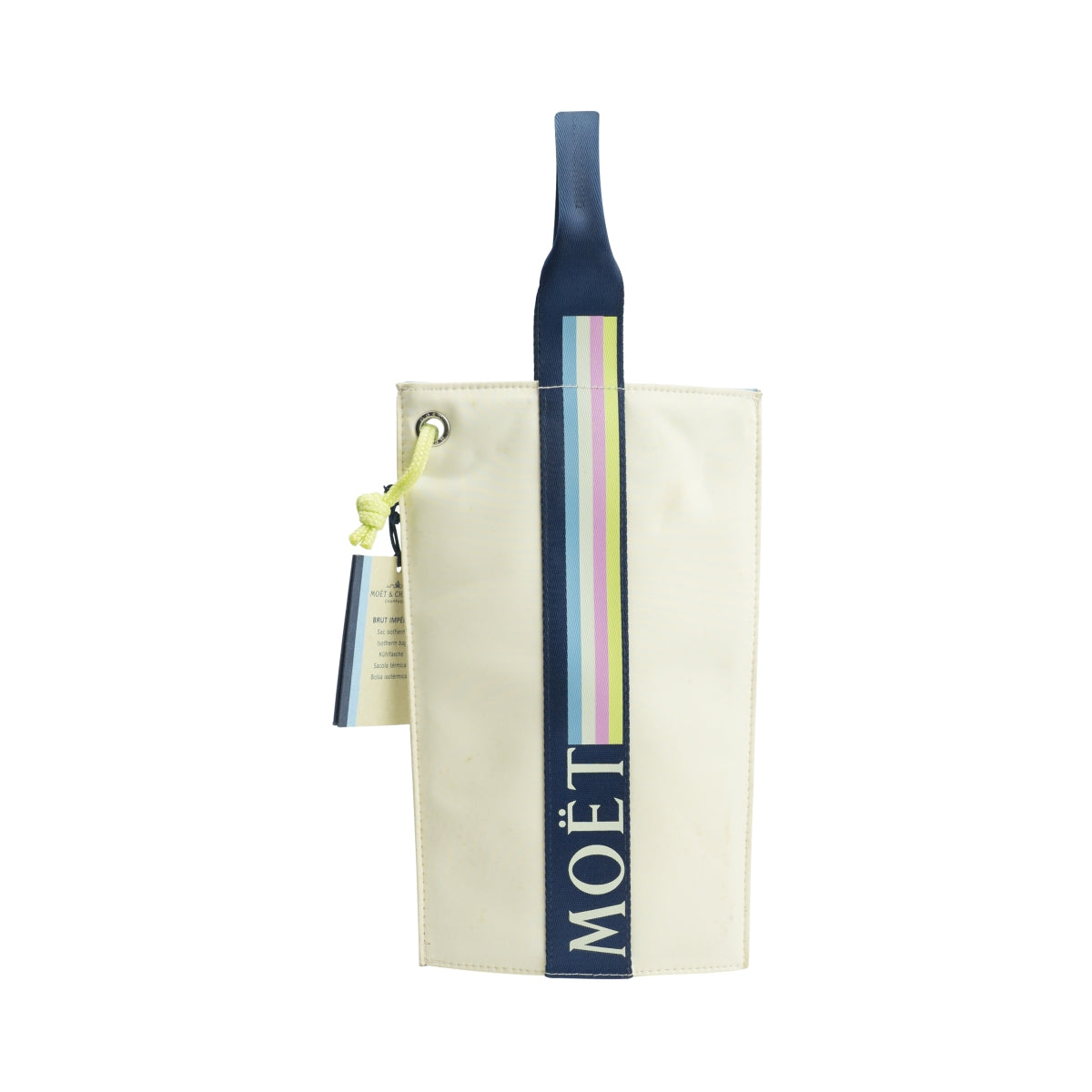 1 Moet Chandon Champagne Cooler Bag Beige/Colorful Logo with Carrying Handle, New – View 2