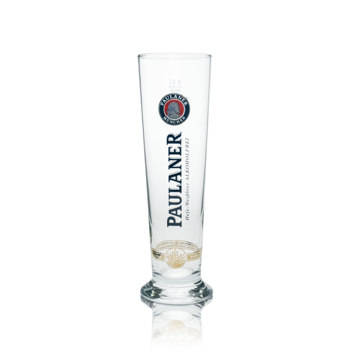 1 Paulaner Beer Glass 0.5l Wheat Beer Glass Vertical Logo "Non-Alcoholic" Rastal New
