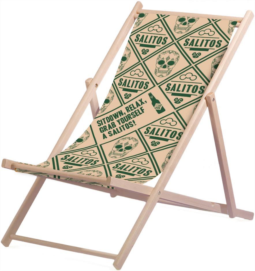 1 Salitos beer deck chair, wood with polyester cover, max. 95 kg, beige, new