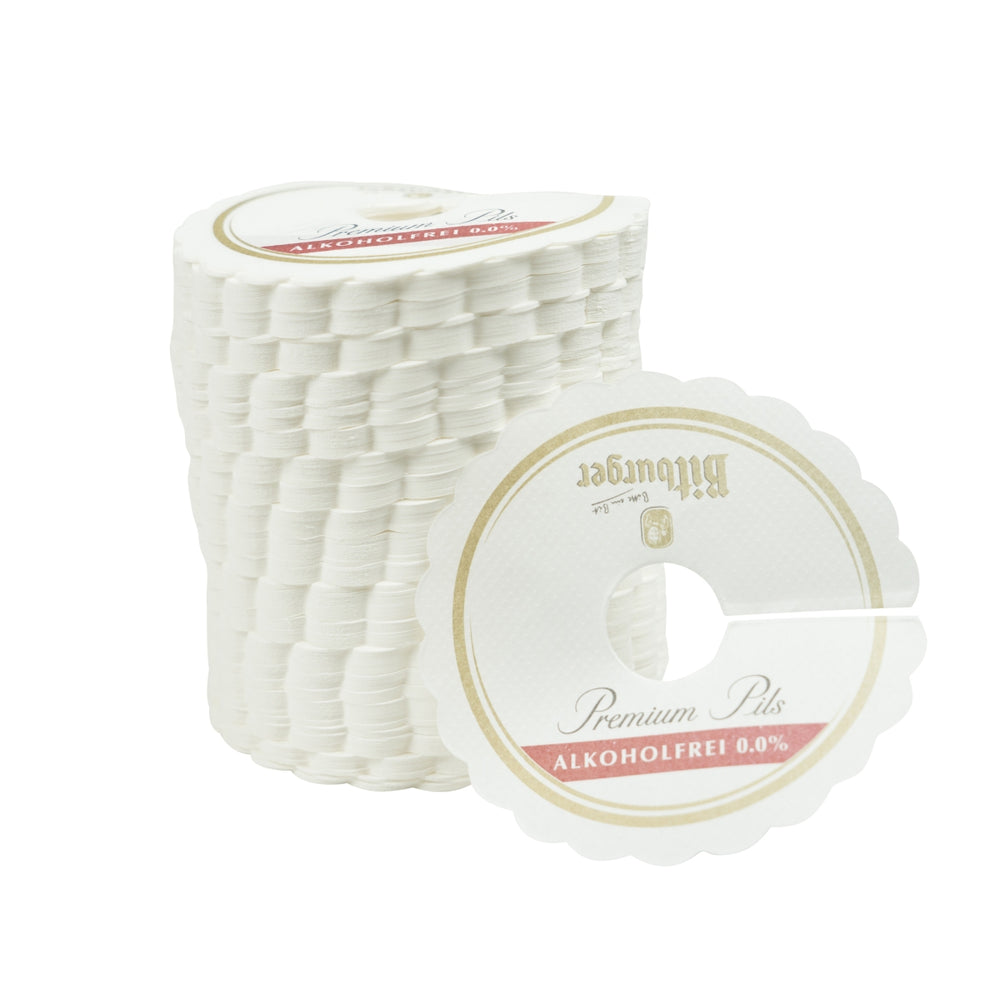 1000x Bitburger Beer Rosettes Non-Alcoholic Collar Drops Doilies Glasses