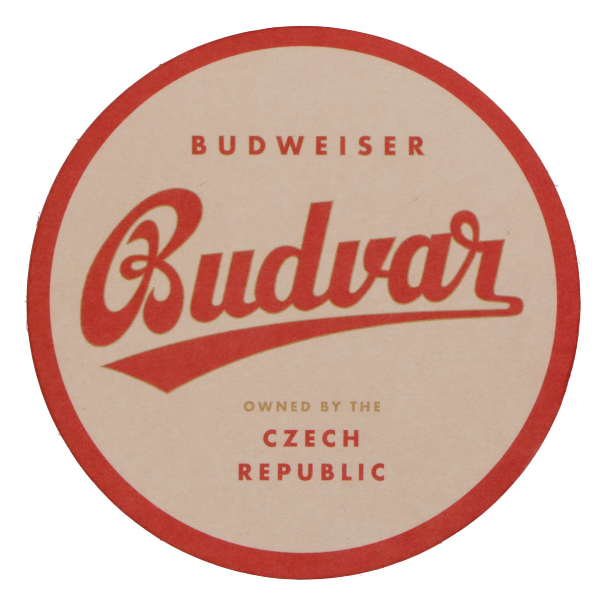 100x Budweiser beer coasters, glass coasters, bar accessories "Budvar" white with red border – View 3
