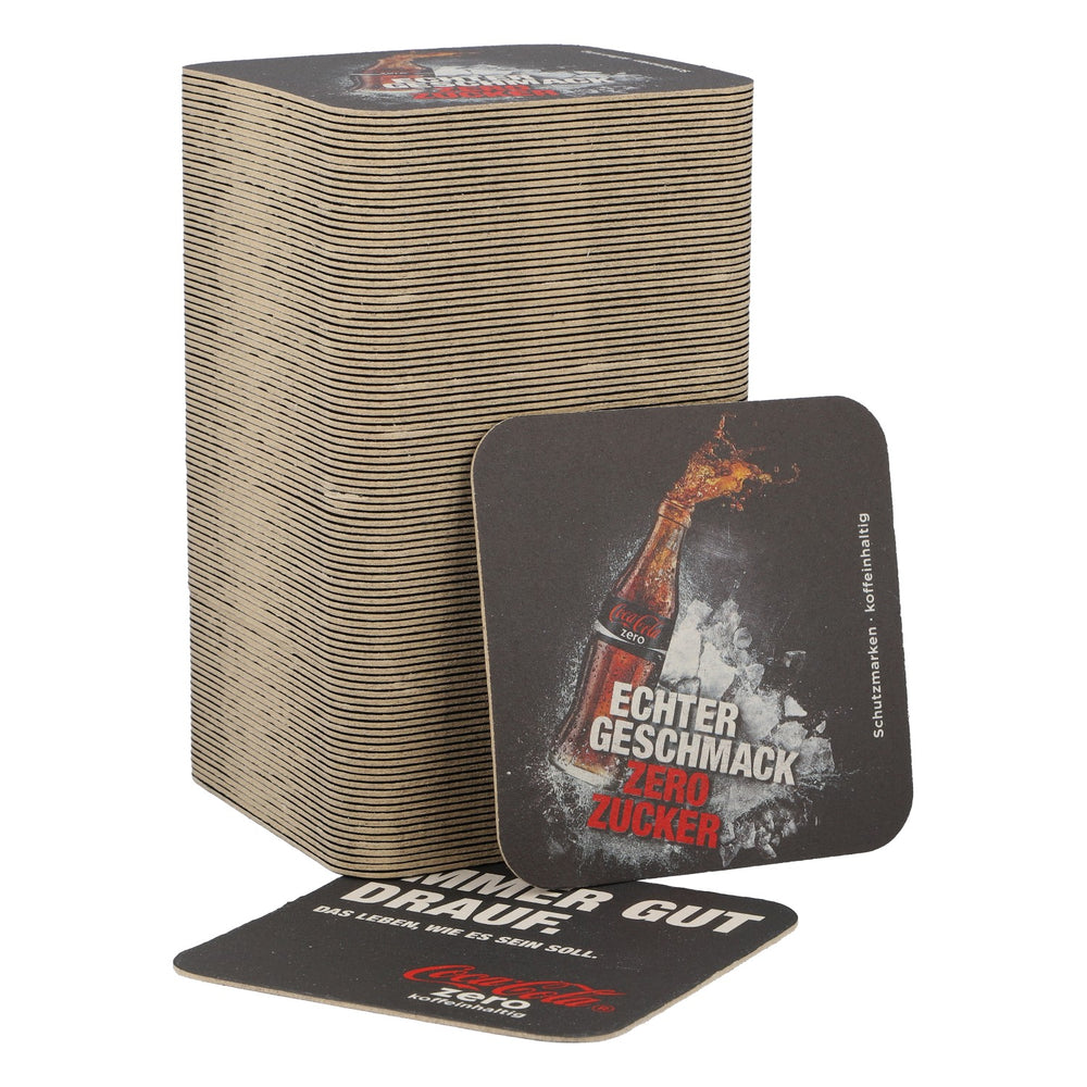 100x Coca Cola soft drink coasters Beer mats "Always in a good mood"