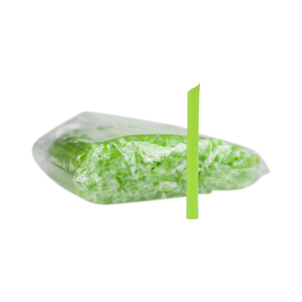 100x disposable bubble tea straws, green, 15 cm, jumbo drinking straws, wide fat