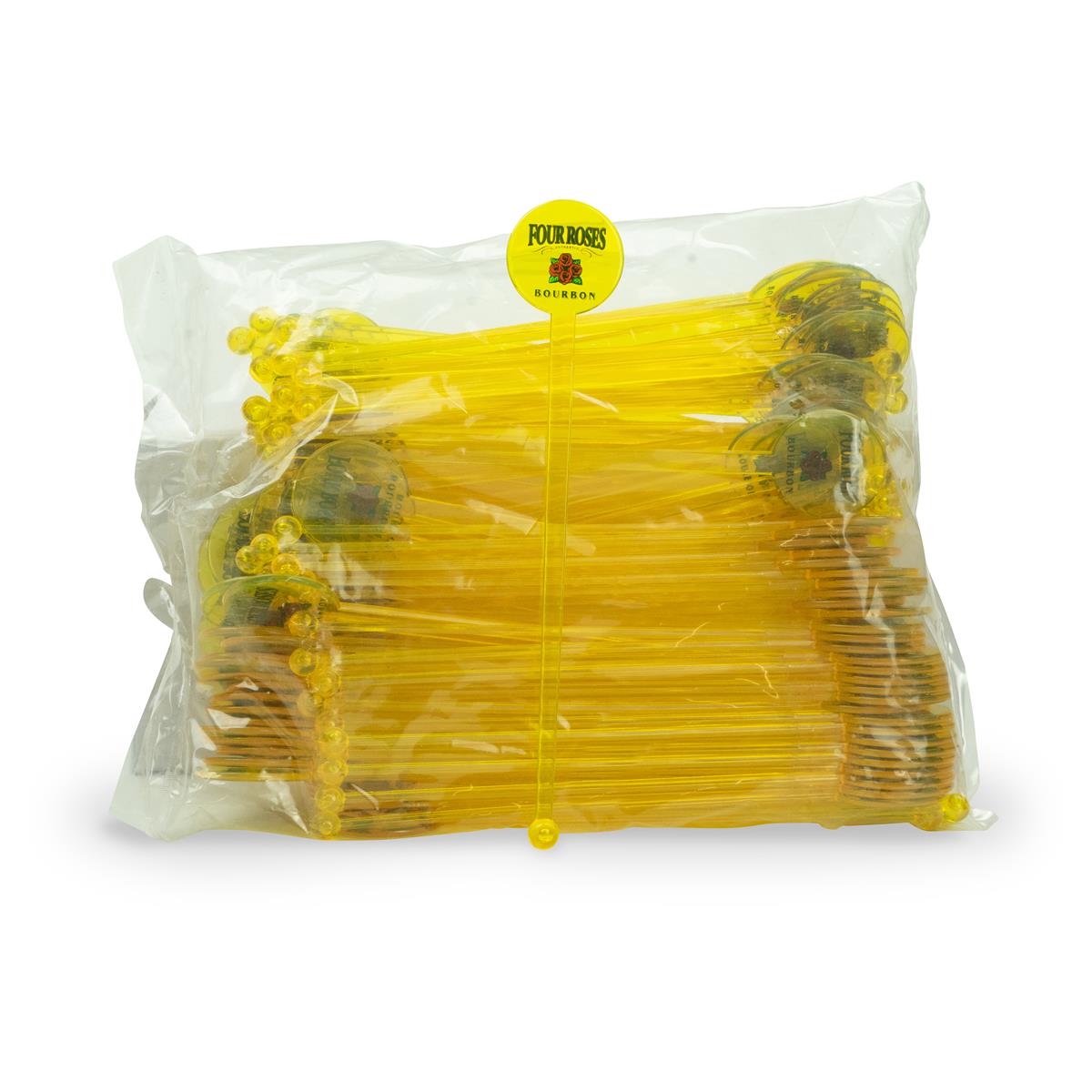100x Four Roses Whiskey Stirrer, yellow, plastic