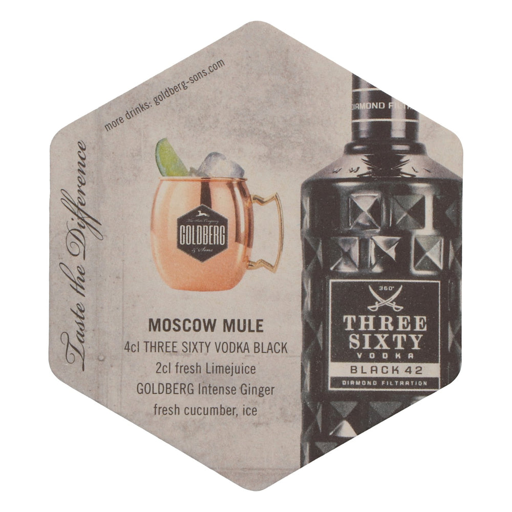 100 Goldberg Tonic Coasters, Hexagonal, for Beer, Cocktail Recipes, Bar Accessories