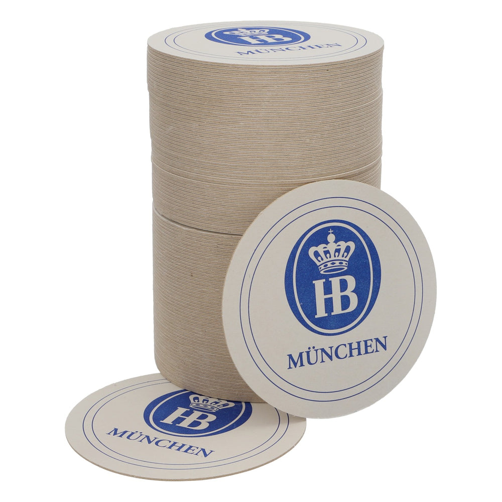 100x HB Munich beer coasters, cardboard coasters, glass coasters, 10.5 cm diameter