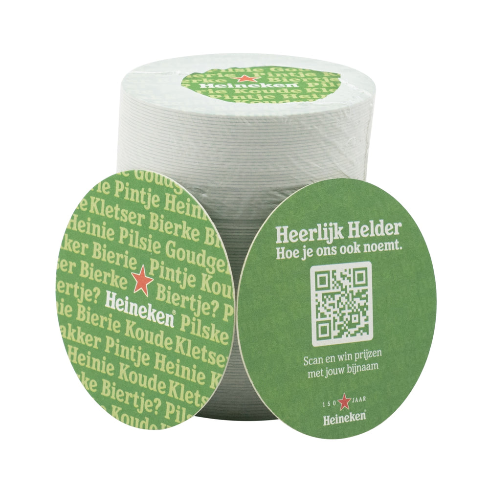 100x Heineken beer coasters, Ø10.5 cm, coaster beer cover mat, drip protection