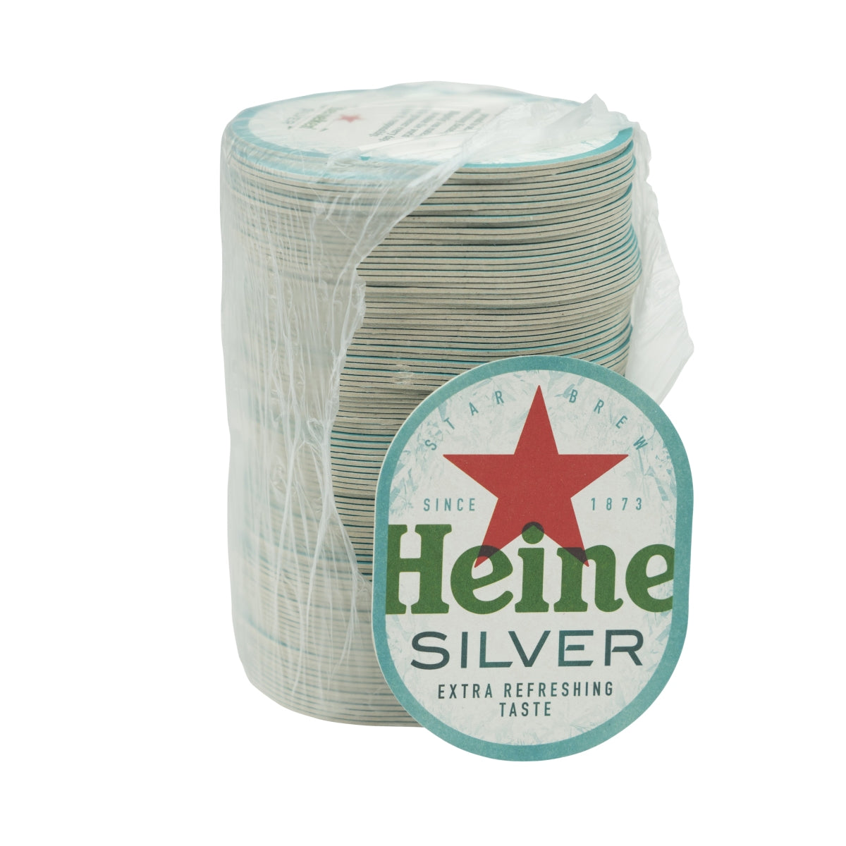 100x Heineken beer coasters, felt coasters, silver brewery beer