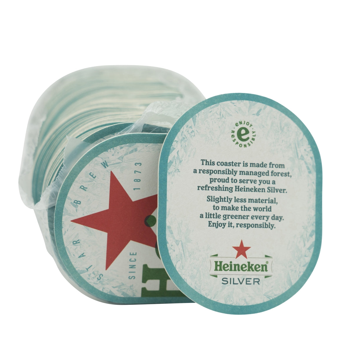 100x Heineken beer coasters, felt coasters, silver brewery beer – View 2
