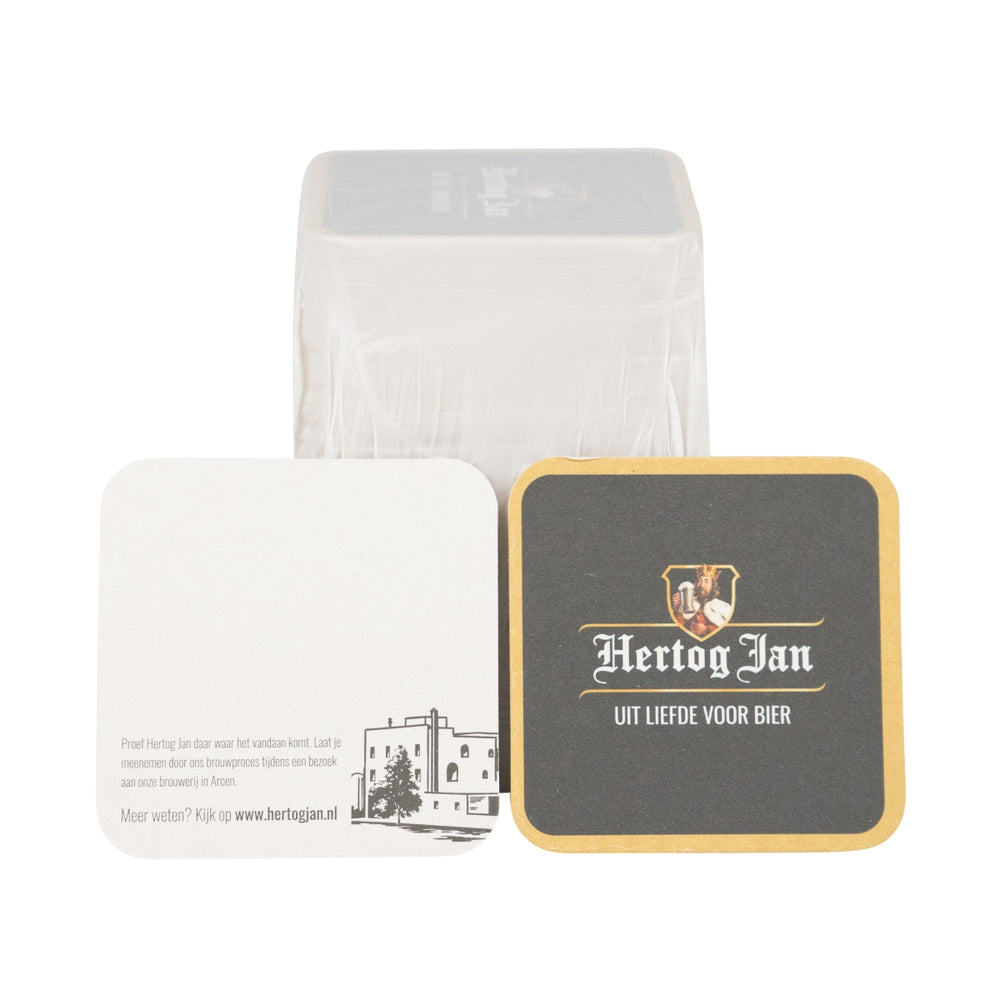 100x Hertog Jan beer coasters, square, 9x9cm, drip-proof