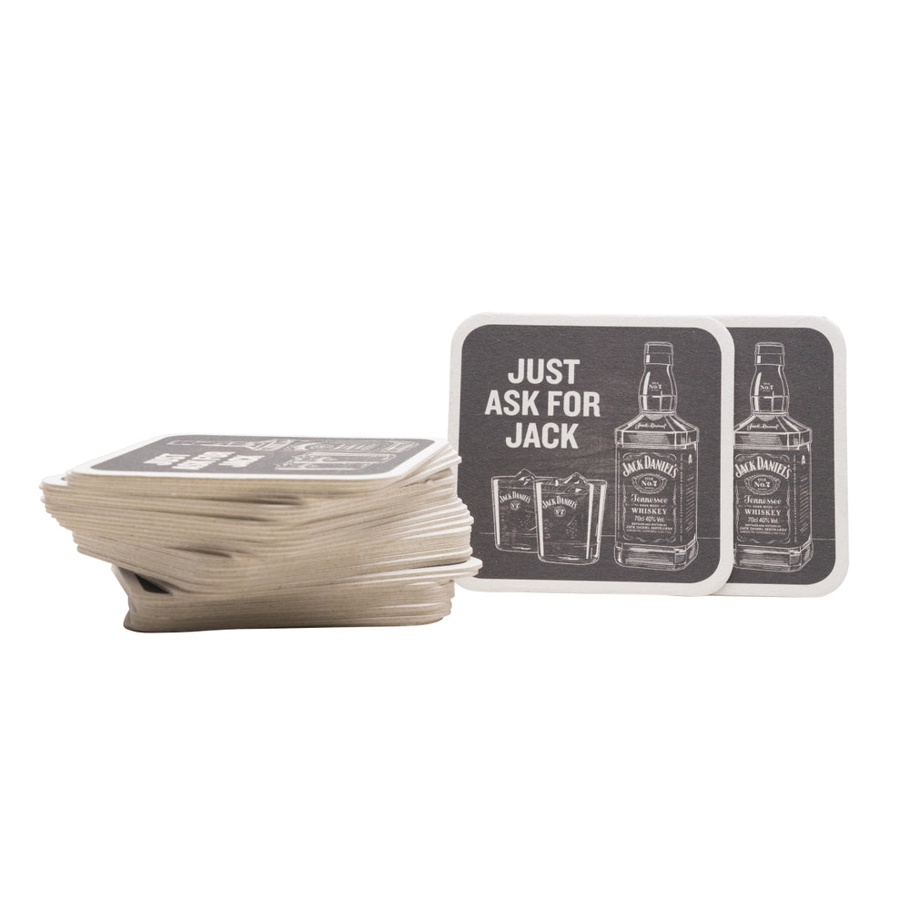 100x Jack Daniels Whiskey Coasters, small version, paper
