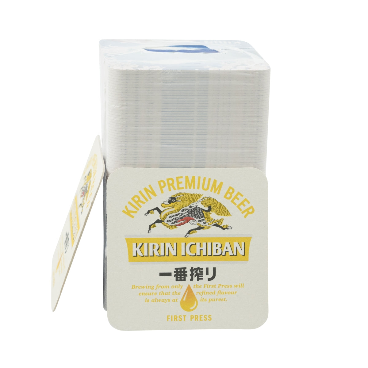 100x Kirin Ichiban beer coasters, 9x9cm, drip-proof, for catering use – View 2
