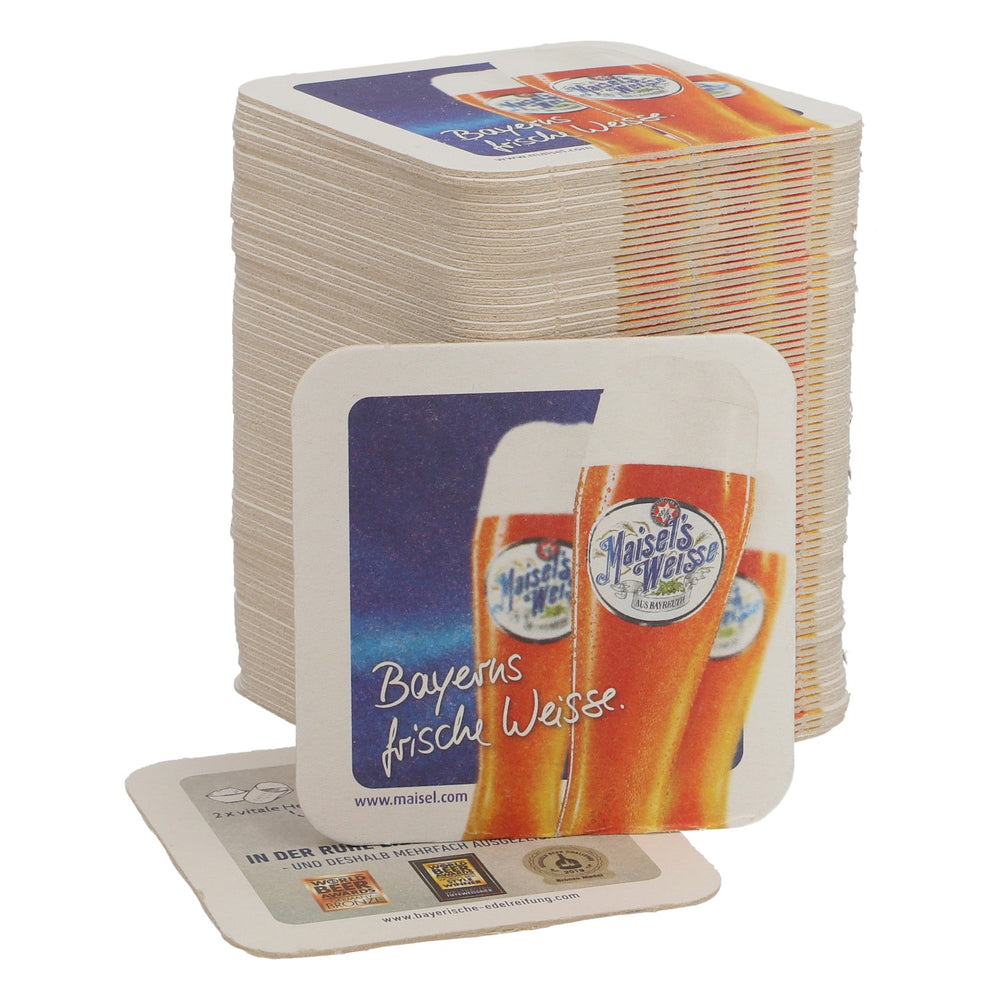 100x Maisels Weisse beer coasters 9.4x9.4cm Bavaria's fresh bar accessories