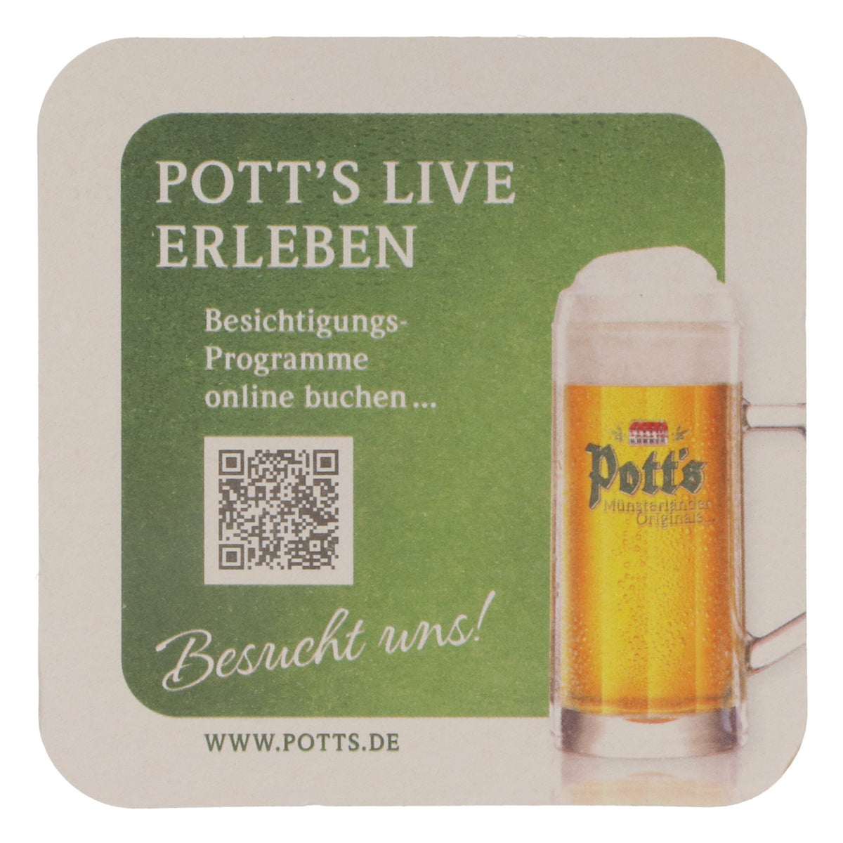 100x Potts beer coasters, cardboard coasters, glass coasters, 9x9 cm, green – View 4