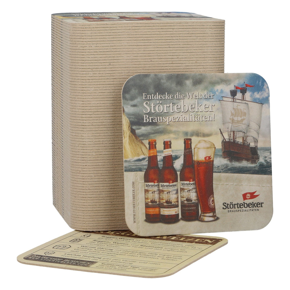 100 Störtebeker Beer Coasters, Rye-Wheat, Colorful Paper Coasters