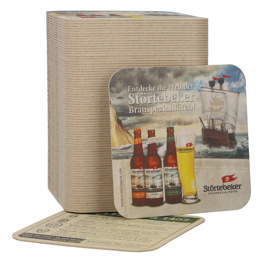 100 Störtebeker Beer Coasters, Keller-Bier 1402, Maritime-Themed Bar Accessories