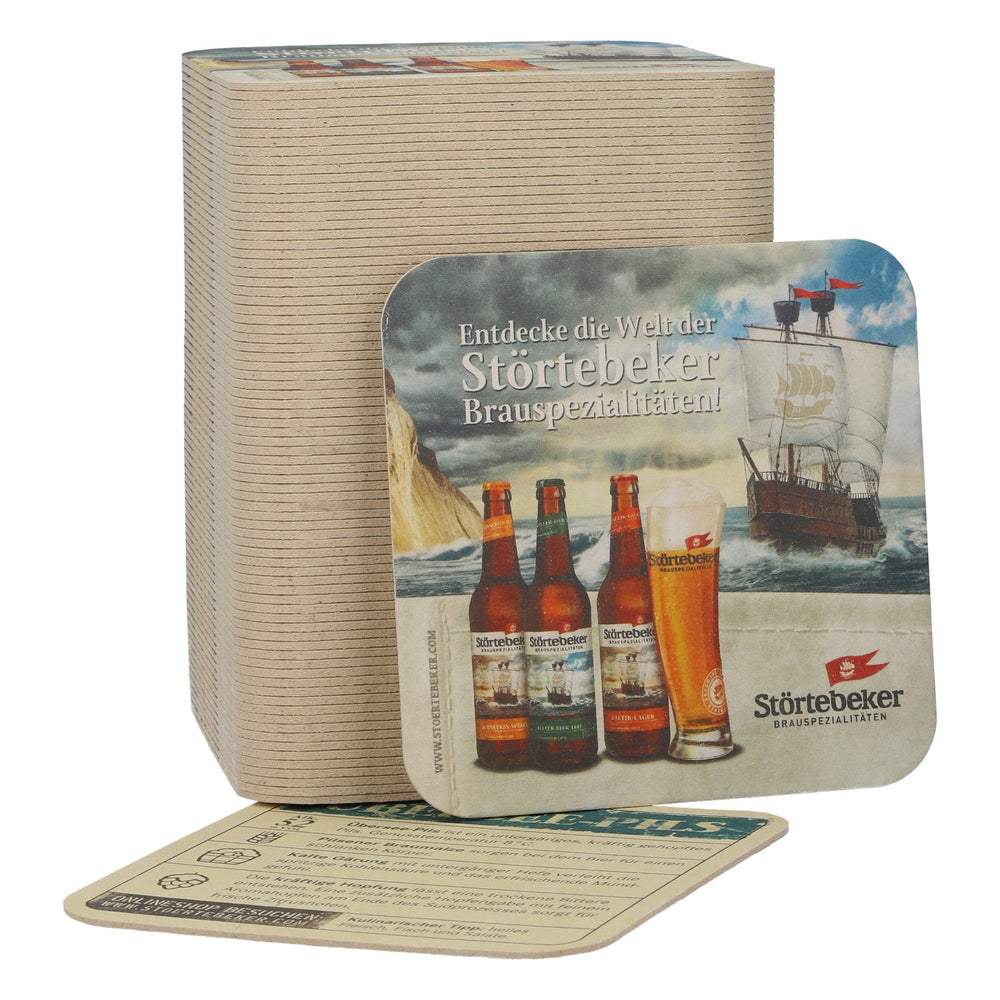 100 Störtebeker Beer Coasters, "Übersee-Pils" Coasters, Bar Accessories