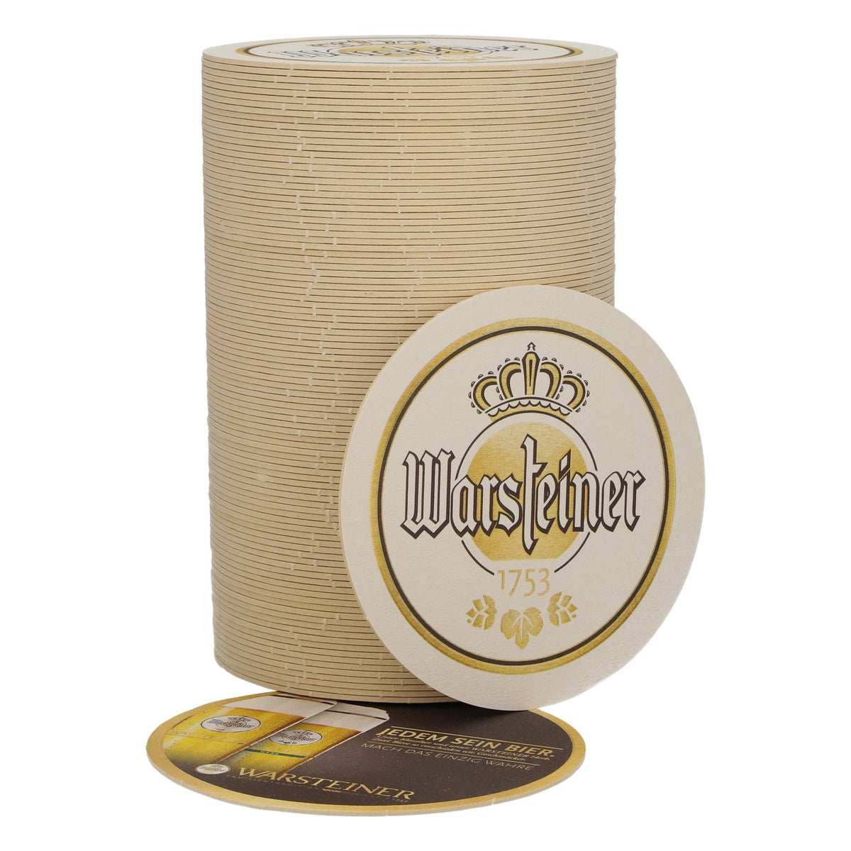 100 Warsteiner beer coasters, 10.5 cm in diameter, "To Each His Own Beer"