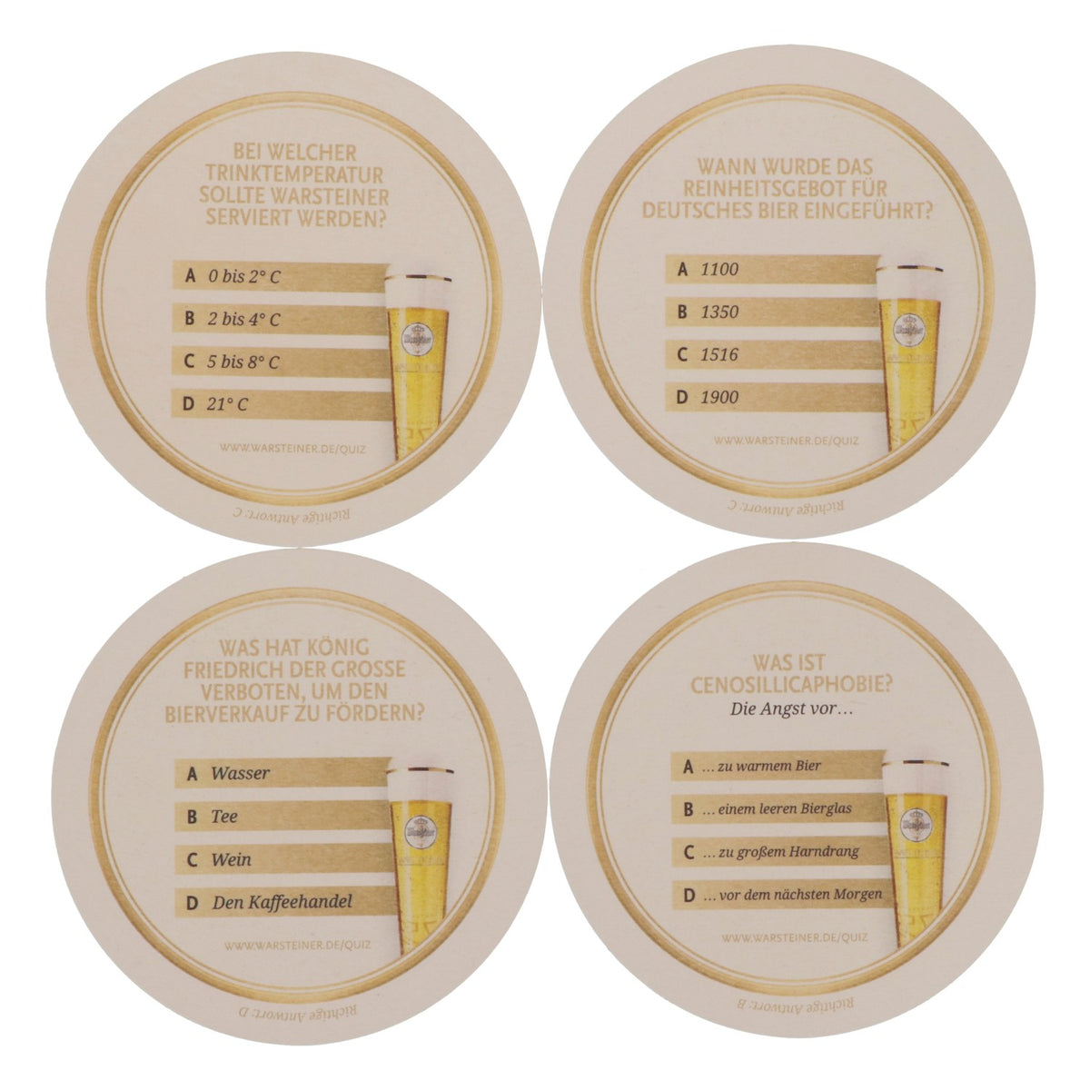 100 Warsteiner Beer Coasters, 10.5 cm in diameter, "Quiz" – View 4