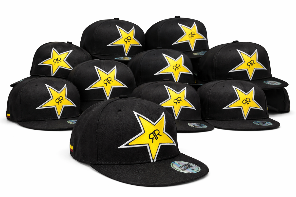 10x Rockstar Energy Cap Snap Baseball Cap Back Cap Black Unisex Cap BMX