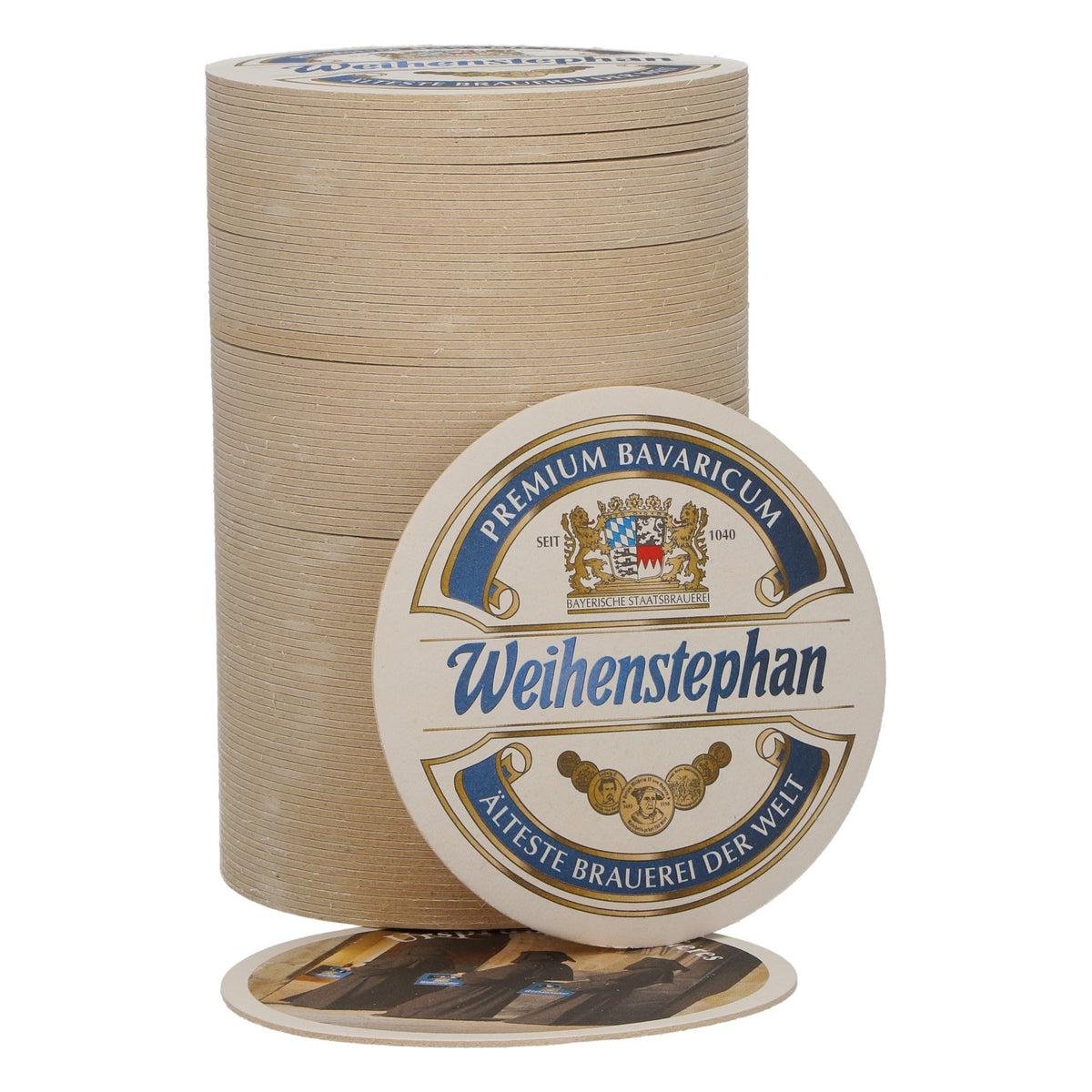 110 Weihenstephan Beer Coasters with Nun Motif, Premium Bavaricum
