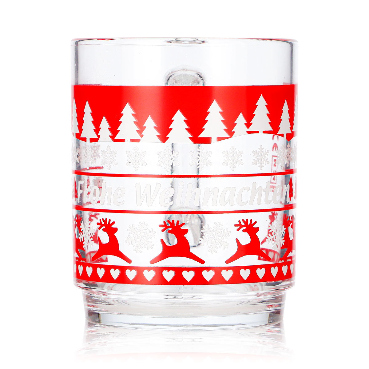 4 Mohaba Clear Glass Mulled Wine Mugs with Norwegian Deer Pattern, 0.2 L, Calibrated – View 2
