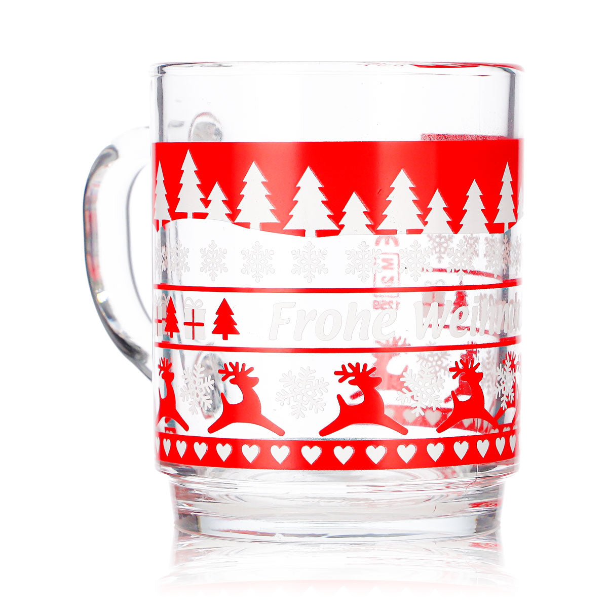 12 Mohaba Clear Glass Mulled Wine Mugs with Norwegian Deer Pattern, 0.2 L, Calibrated – View 3