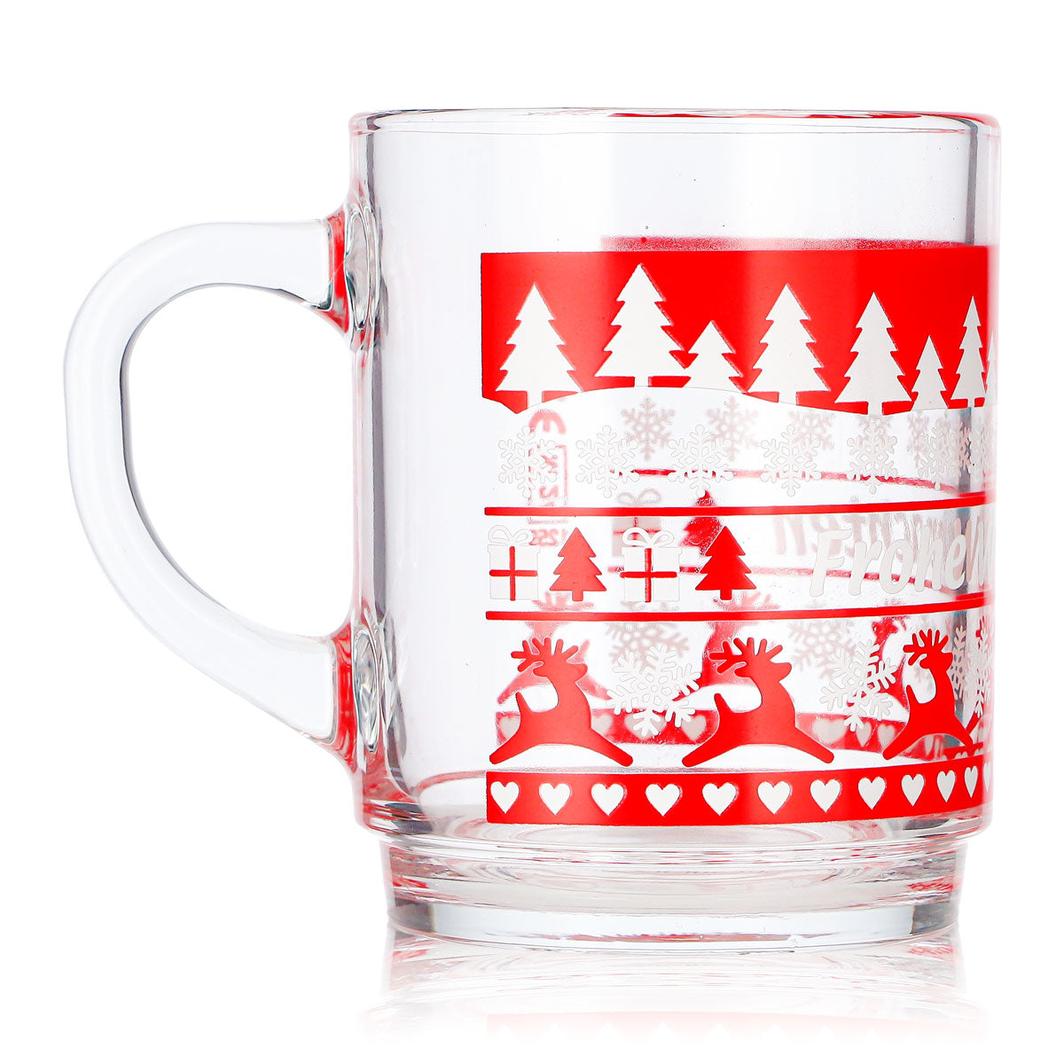 4 Mohaba Clear Glass Mulled Wine Mugs with Norwegian Deer Pattern, 0.2 L, Calibrated – View 4
