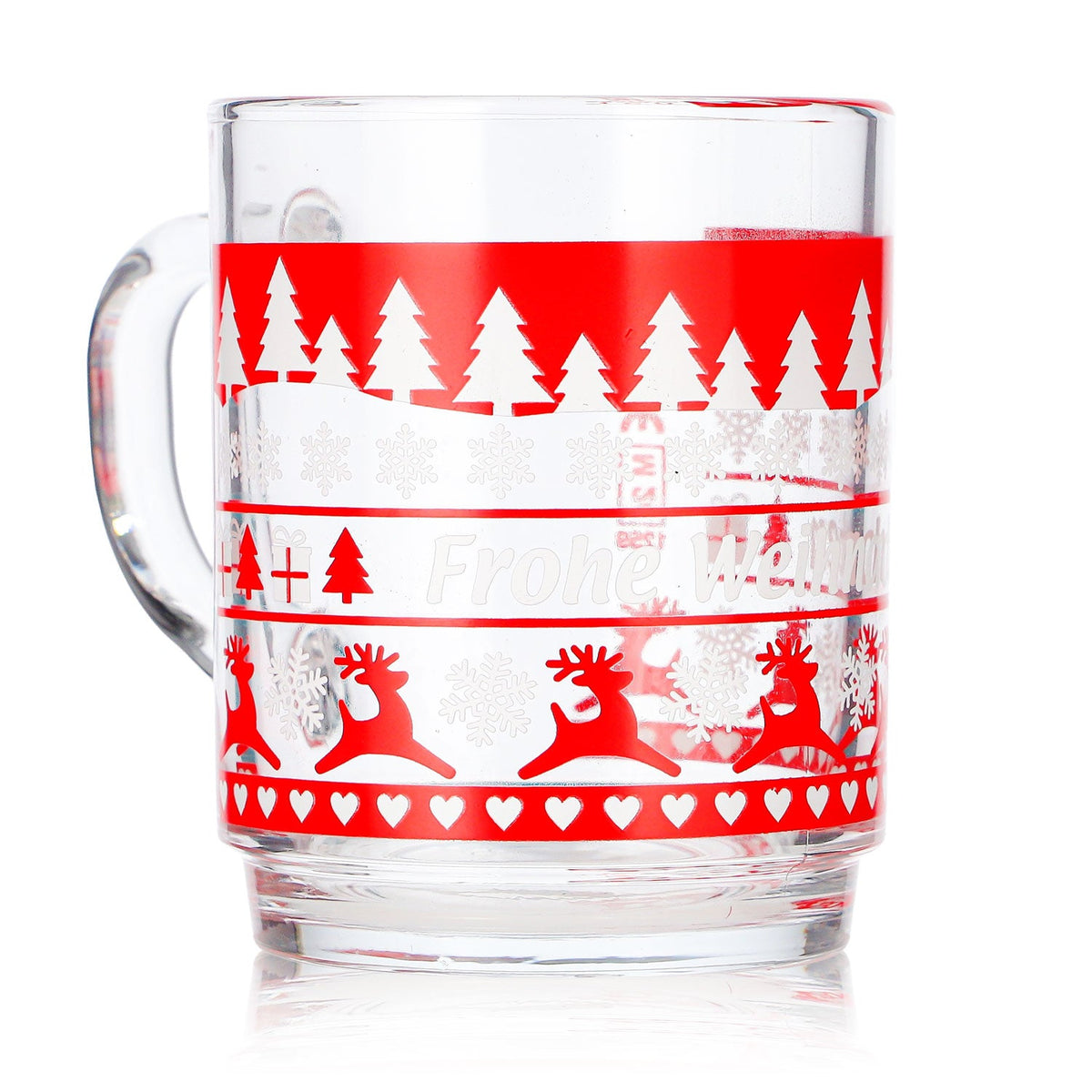 4 Mohaba Clear Glass Mulled Wine Mugs with Norwegian Deer Pattern, 0.2 L, Calibrated – View 7