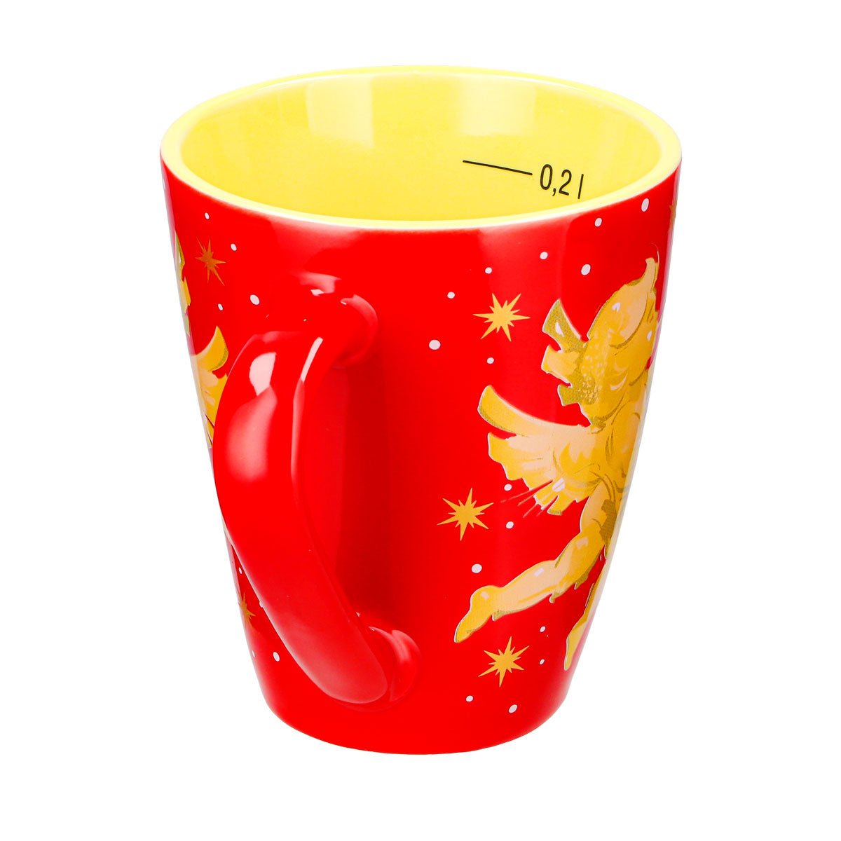 12 Mohaba Mulled Wine Mugs, Model 2000, "Merry Christmas with an Angel," Fire Red / Cream, 0.2 L, Calibrated – View 7