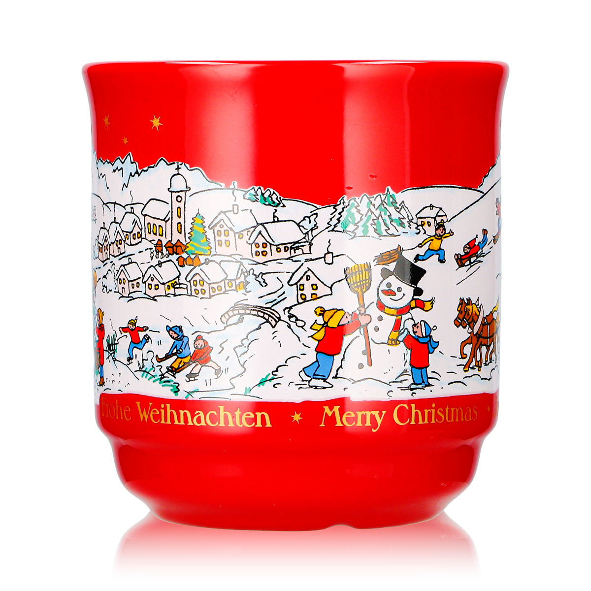 6 Mohaba Mulled Wine Mugs, Model 8000, Merry Christmas, Winter, Fire Red, 0.2 L, Calibrated – View 2