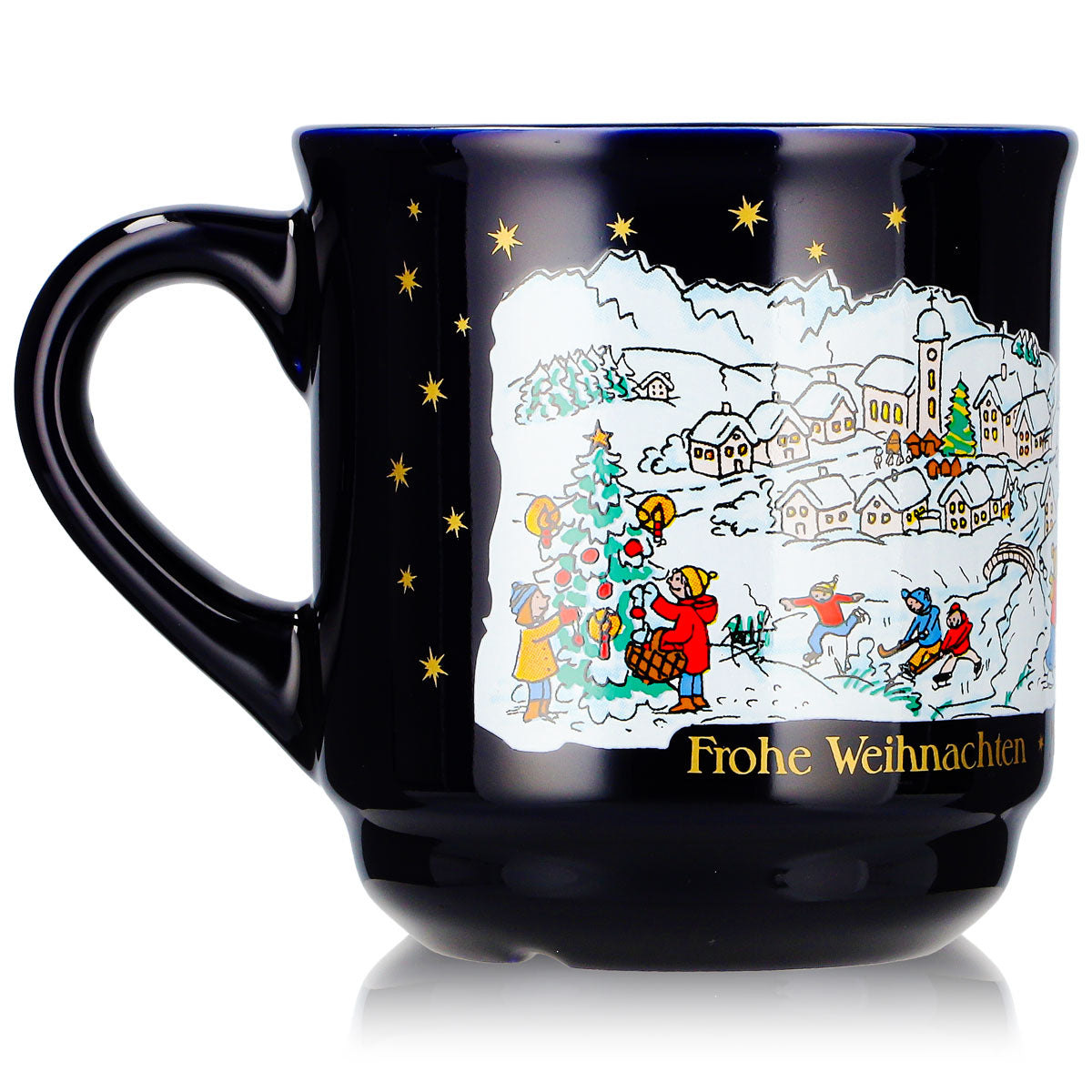 6 Mohaba Mulled Wine Mugs, Model 8000, "Merry Christmas" Winter, Cobalt Blue, 0.2 L, Calibrated – View 4