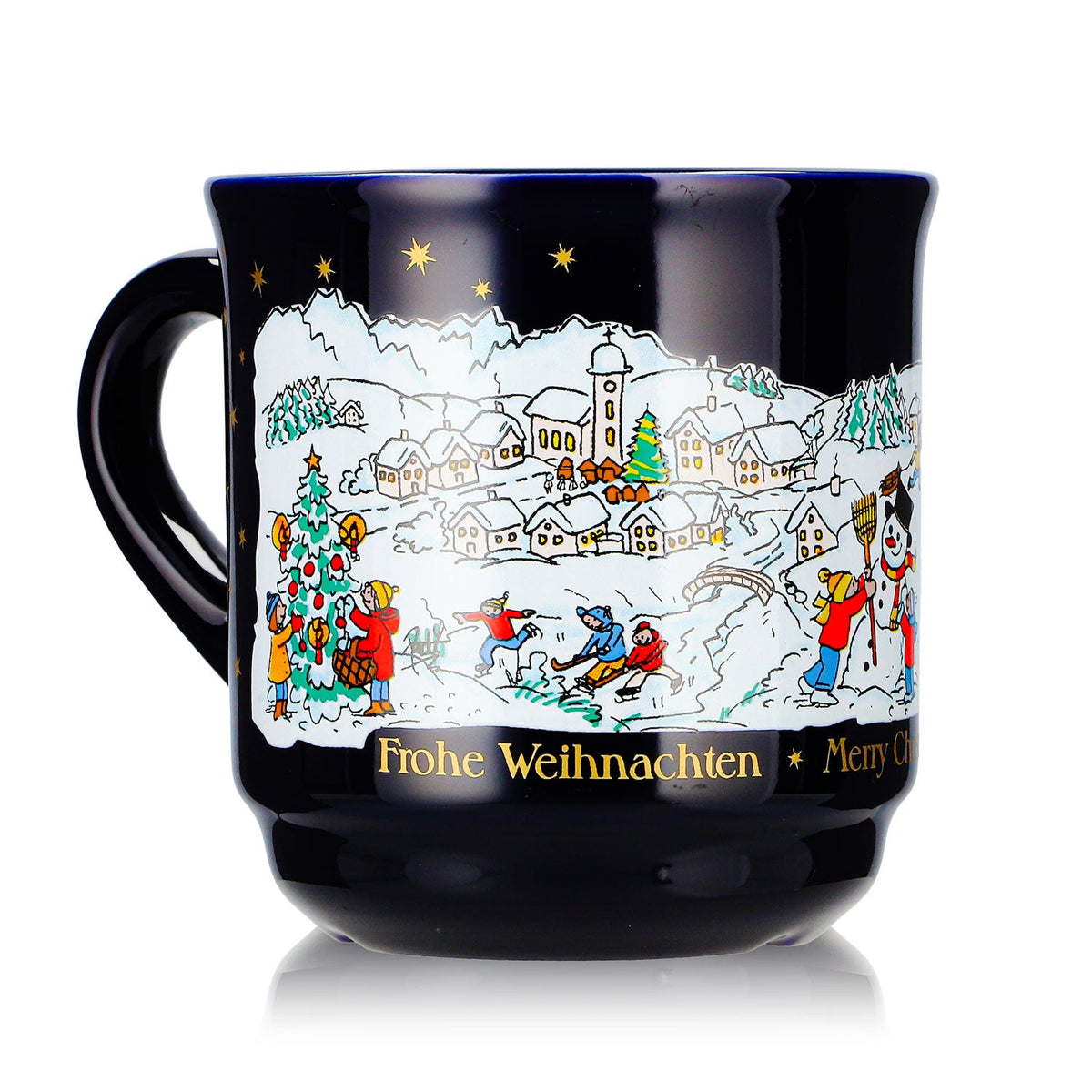6 Mohaba Mulled Wine Mugs, Model 8000, "Merry Christmas" Winter, Cobalt Blue, 0.2 L, Calibrated – View 8