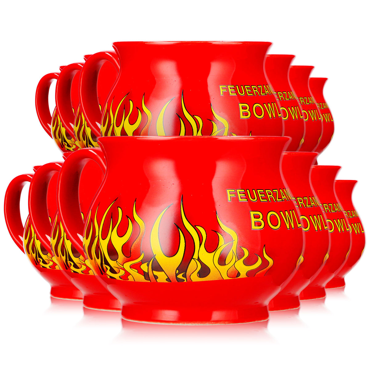 12 Mohaba Mulled Wine Mugs, Round Mugs, "Feuerzangenbowle," Fire-Red, 0.2 L, Calibrated