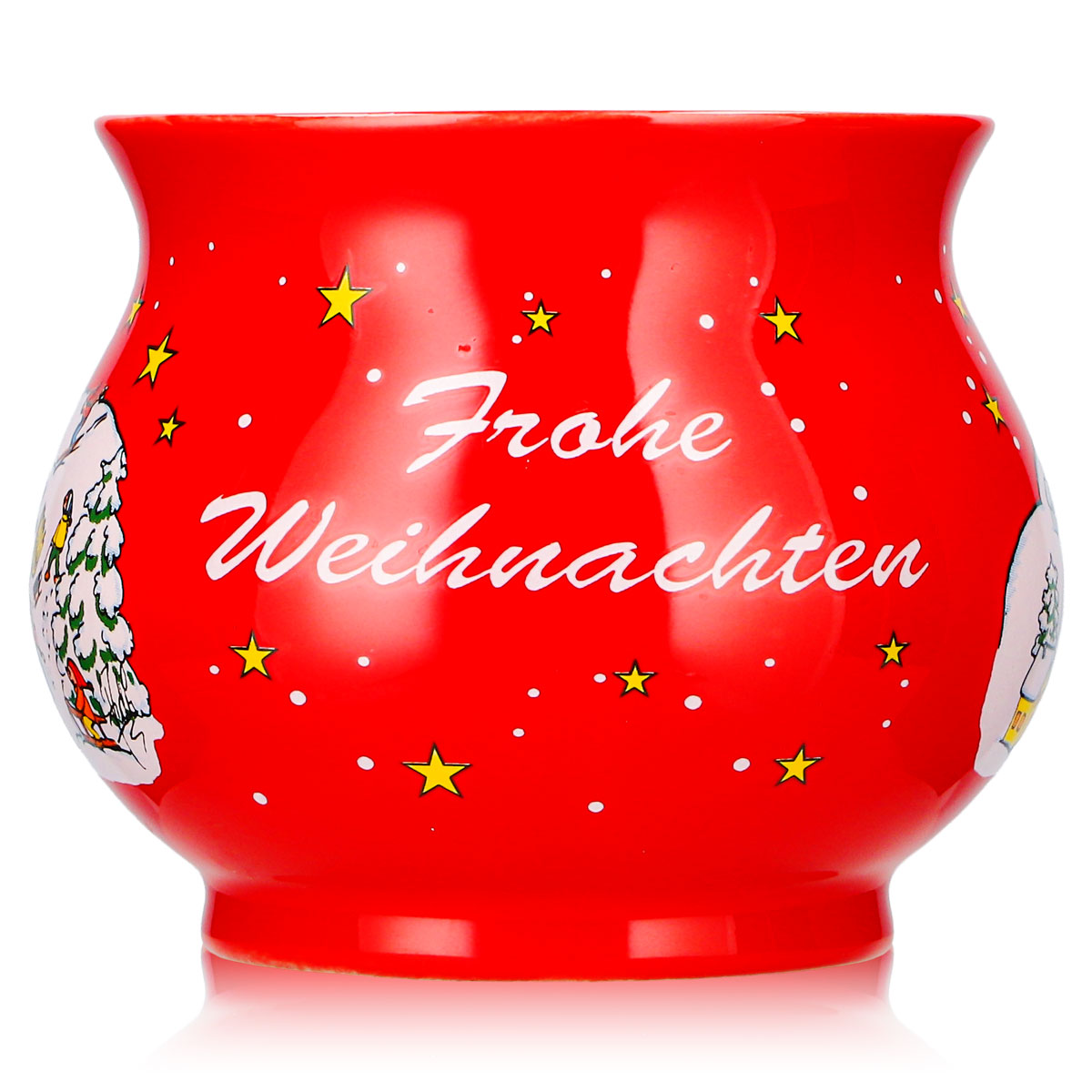 4 Mohaba Mulled Wine Mugs, Round Mugs, Merry Christmas, Winter, Fire Red, 0.2 L, Calibrated – View 2