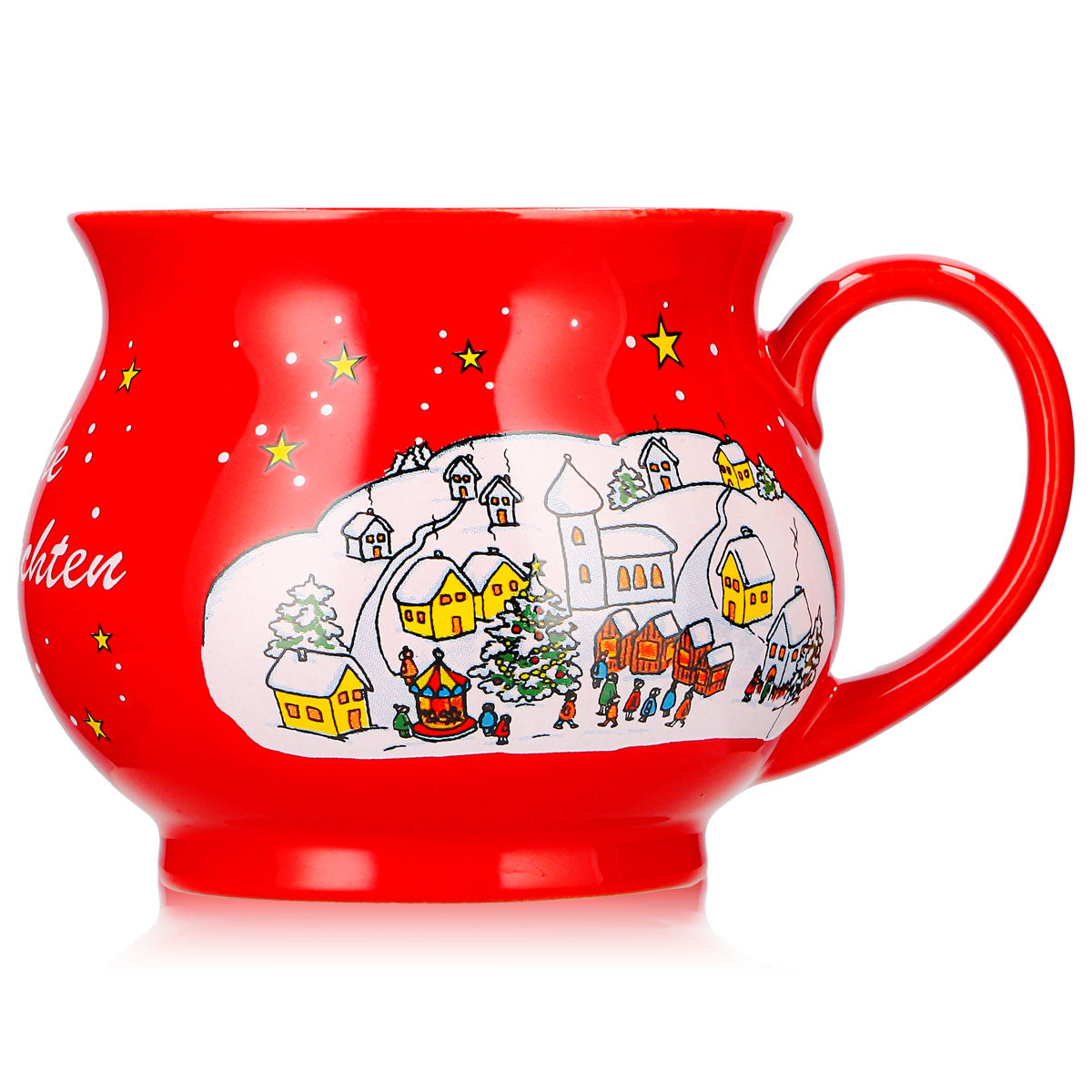 12 Mohaba Mulled Wine Mugs, Round Mugs, Merry Christmas, Winter, Fire Red, 0.2 L, Calibrated – View 6