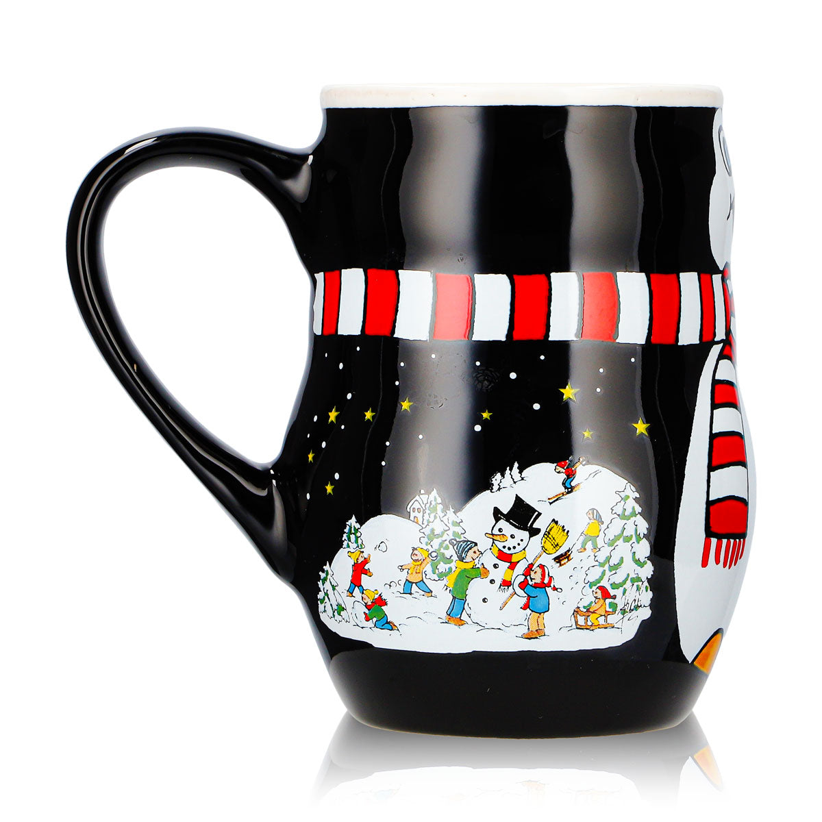 2 Mohaba Mulled Wine Mugs, Penguin Mug with Relief Design, "Merry X-mas," Black/White, 0.2 L, Calibrated – View 4