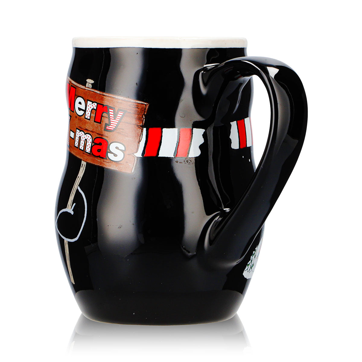 2 Mohaba Mulled Wine Mugs, Penguin Mug with Relief Design, "Merry X-mas," Black/White, 0.2 L, Calibrated – View 5