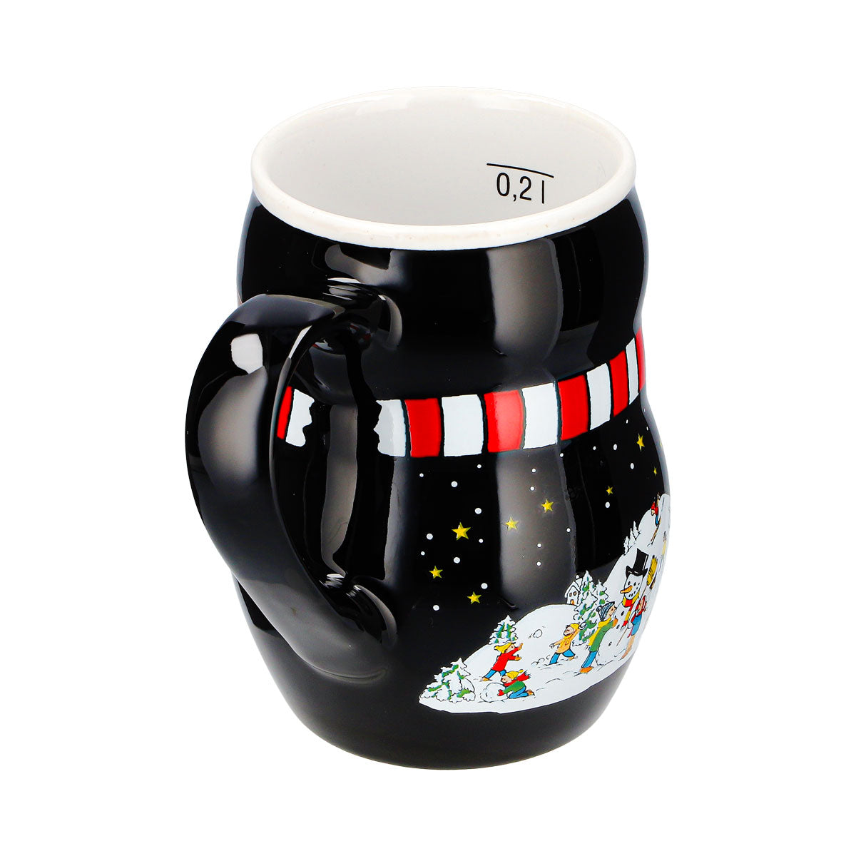 2 Mohaba Mulled Wine Mugs, Penguin Mug with Relief Design, "Merry X-mas," Black/White, 0.2 L, Calibrated – View 7