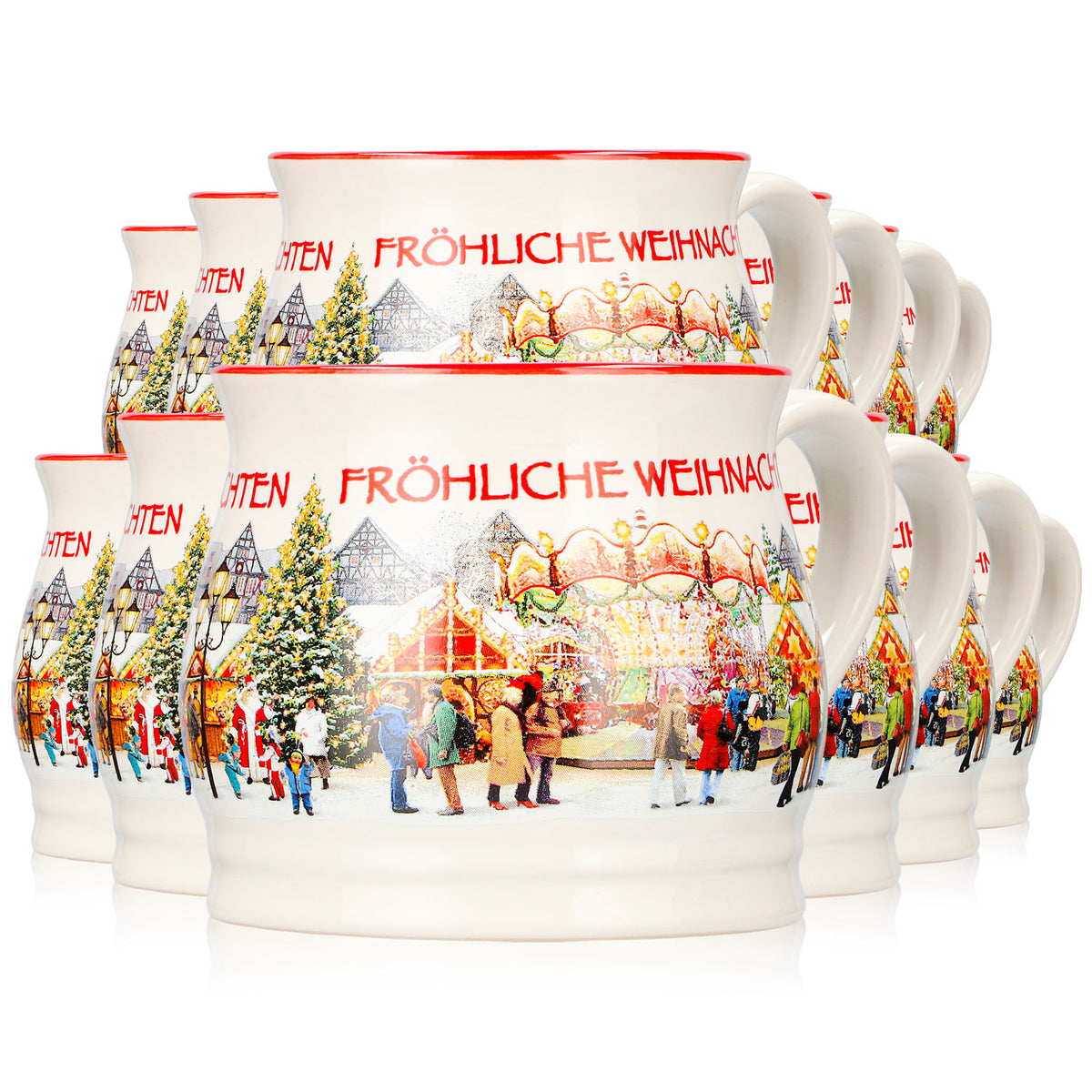 12 Mohaba Mulled Wine Mugs, Punch Cups, "Merry Christmas Chamonix," 0.2 L, Calibrated
