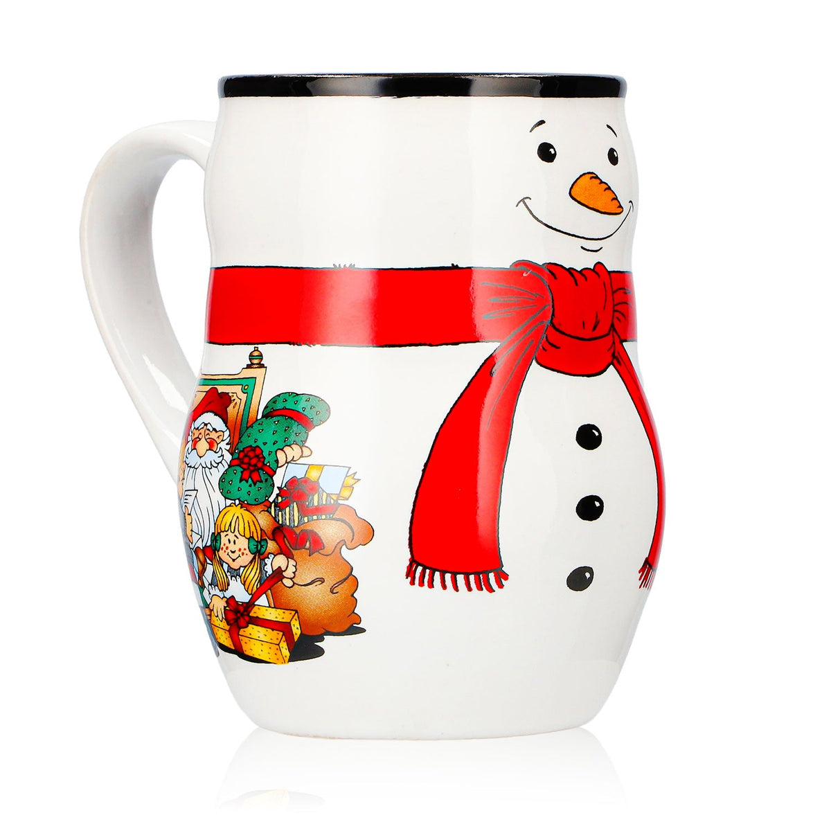 4 Mohaba Mulled Wine Mugs, Snowman Mug with Relief Design, Merry Christmas, White/Black, 0.2 L, Calibrated – View 3