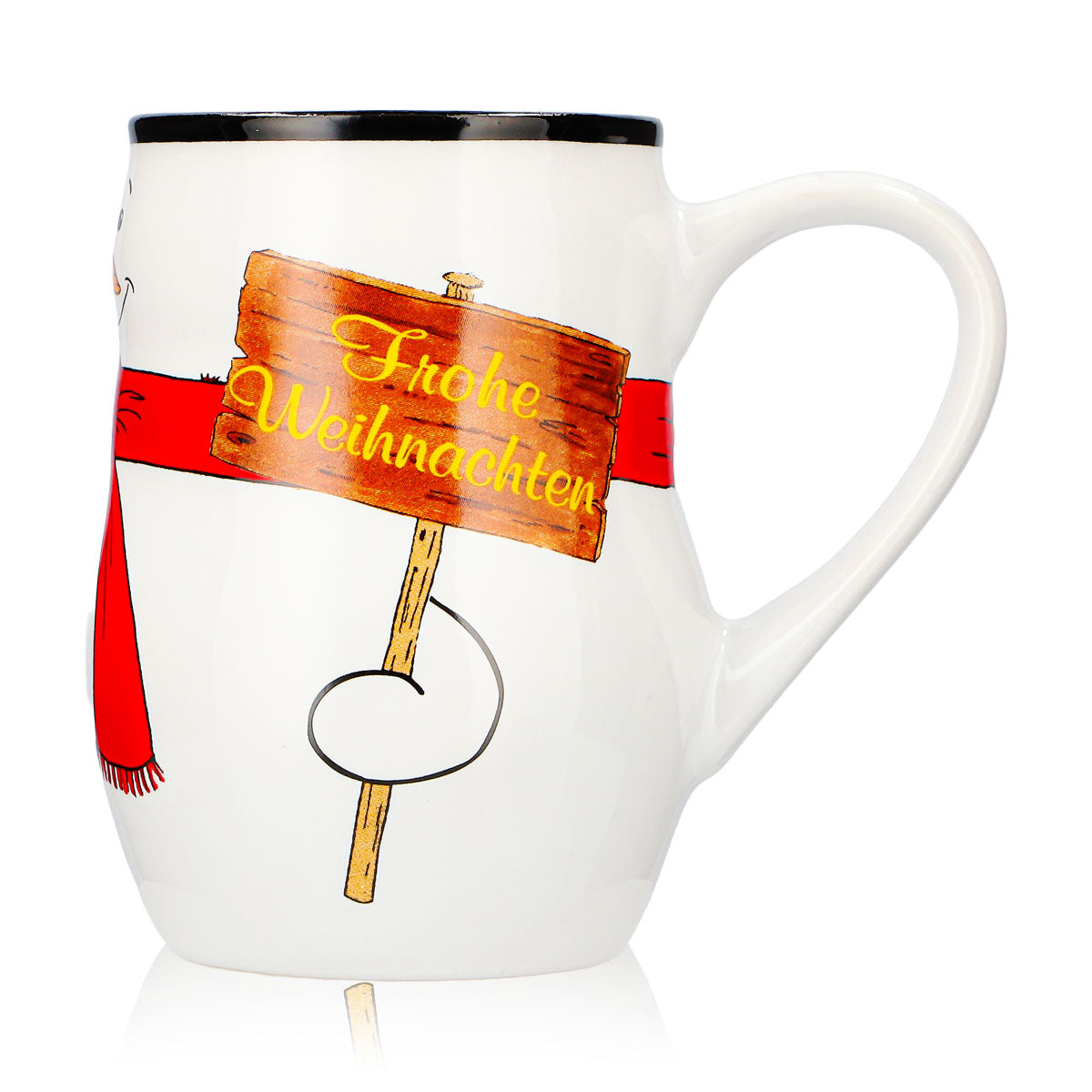 4 Mohaba Mulled Wine Mugs, Snowman Mug with Relief Design, Merry Christmas, White/Black, 0.2 L, Calibrated – View 6