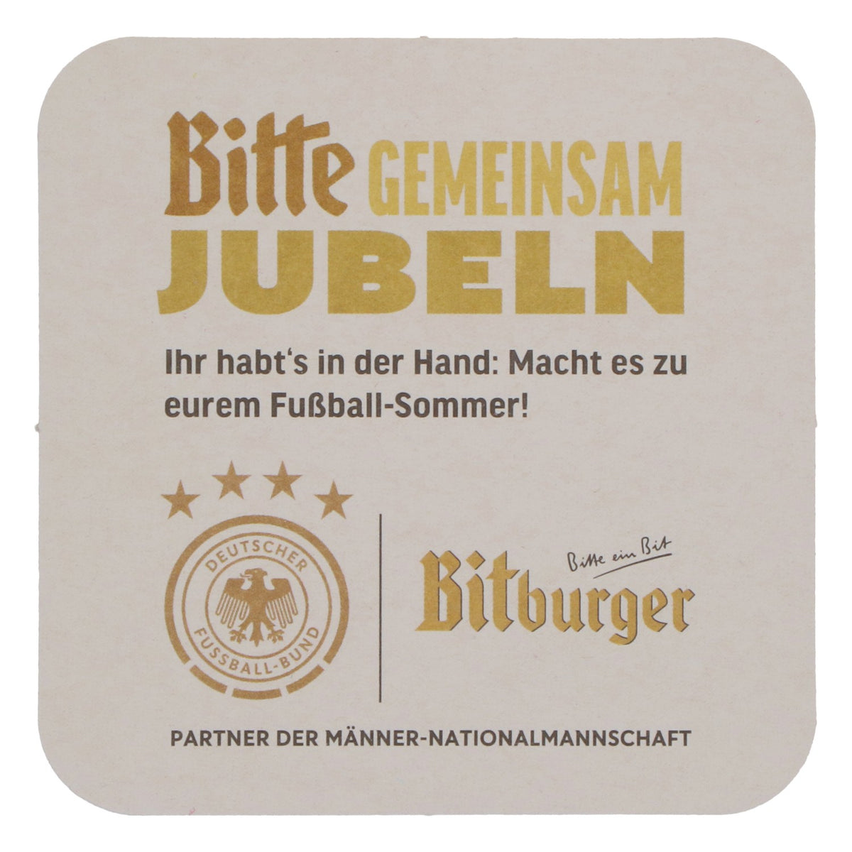 125 Bitburger beer coasters, 9x9 cm. "Bitte Mehr Ole Ole" German Soccer Federation – View 4