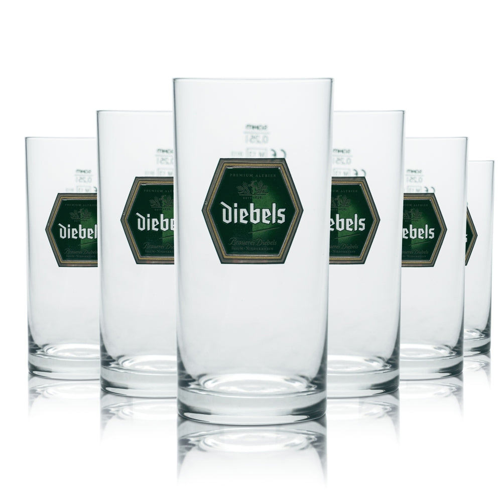 12x Diebels Glass 0.25l Alt Beer Mug Bar Glasses Brewery Gastronomy Calibrated