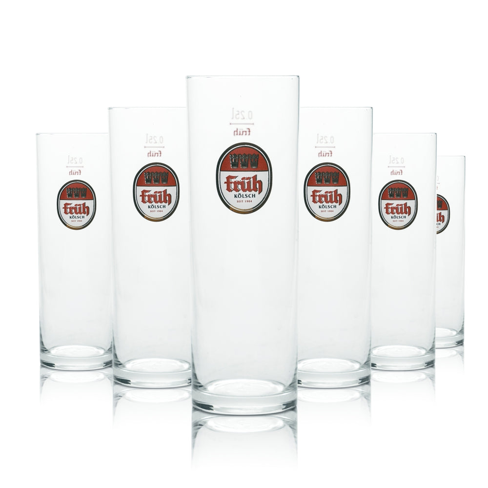 12x Früh Kölsch Glass 0.25l Kölsch Beer Mug Glasses Brewery Pub Bar