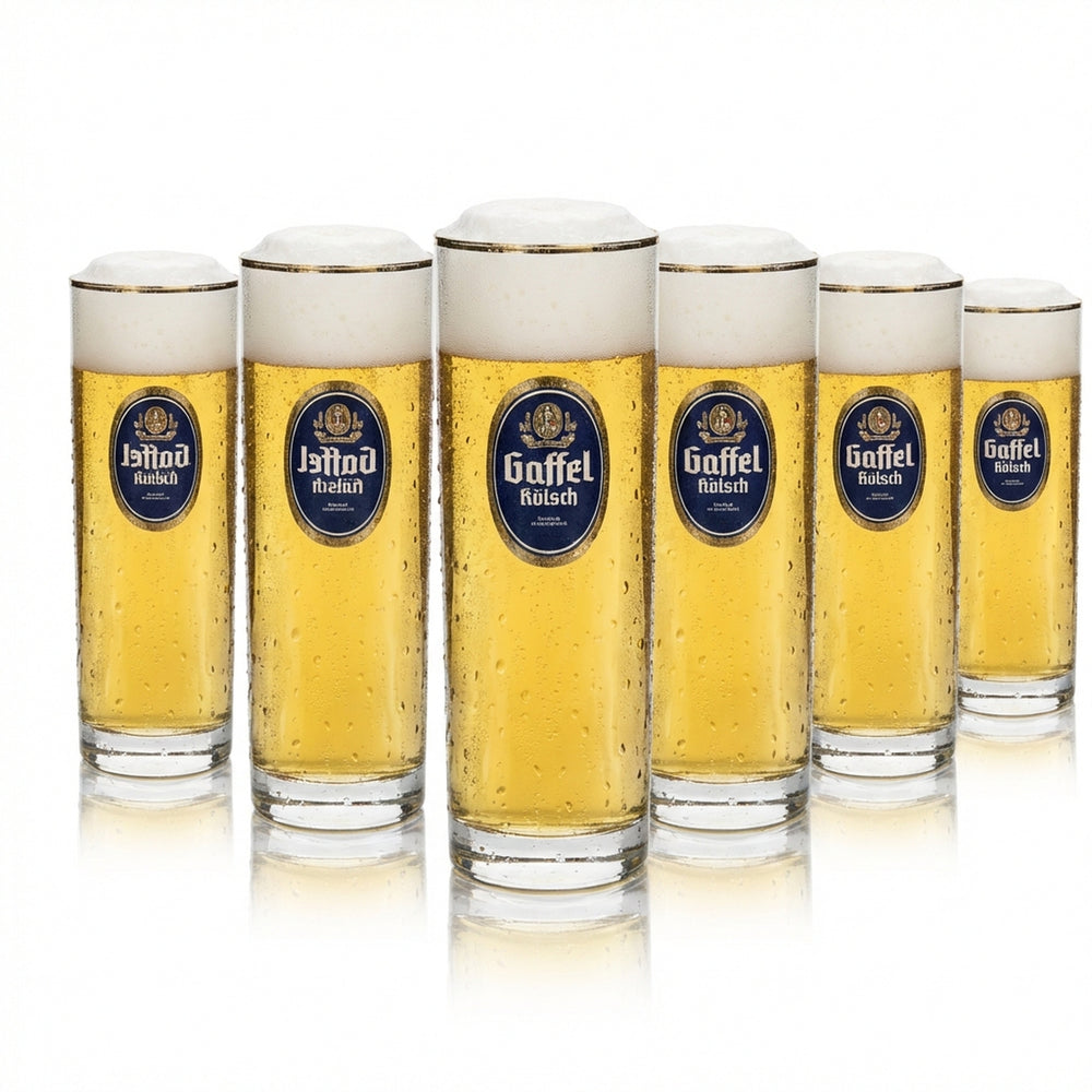 12x Gaffel Kölsch beer glass 0.2l with gold rim Rastal