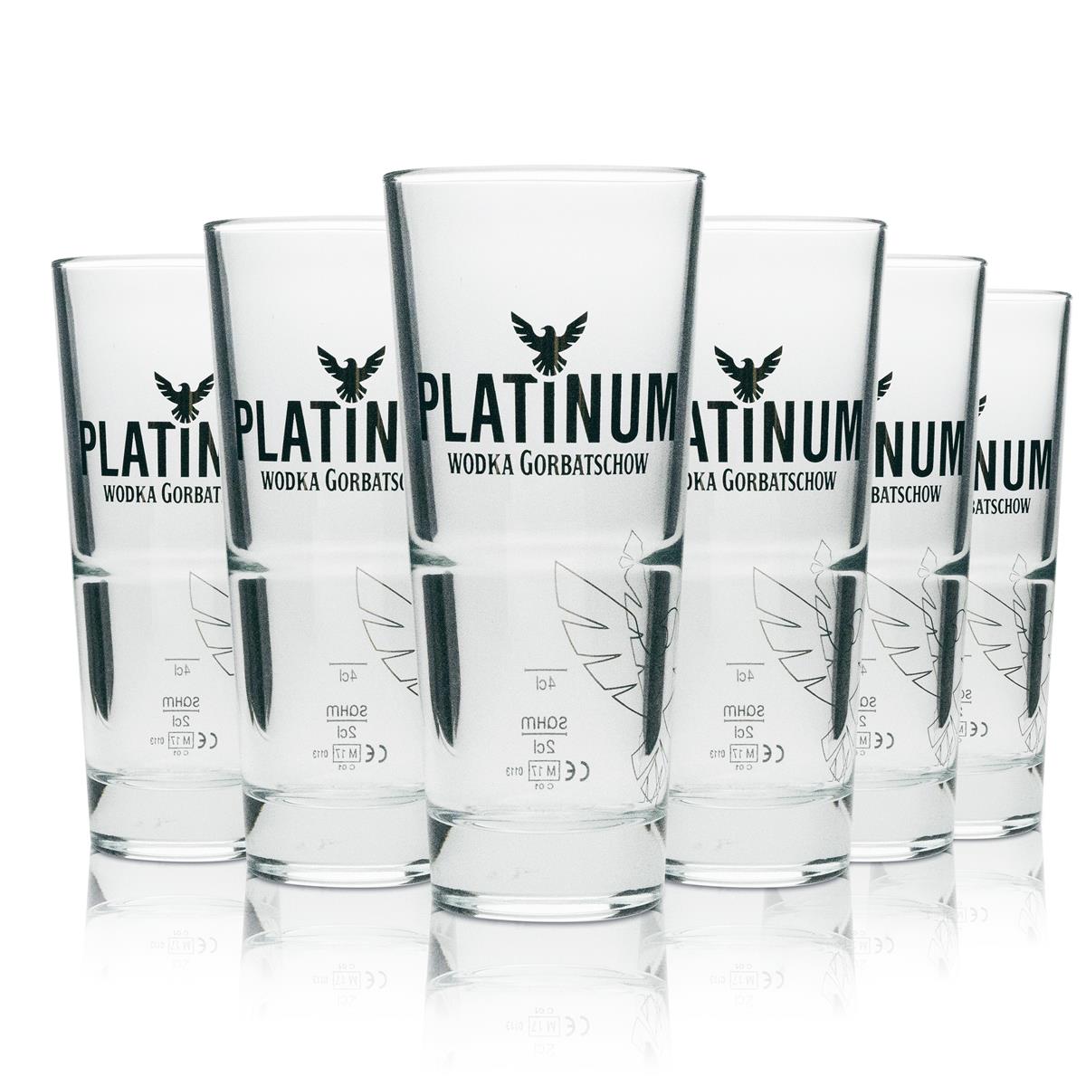 12x Gorbatschow Vodka Long Drink Glass Platinum 290ml