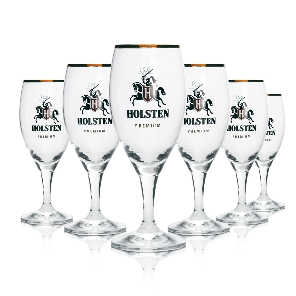 12x Holsten Beer Glass Beer Glasses Premium 0.2l Gold Rim Rastal