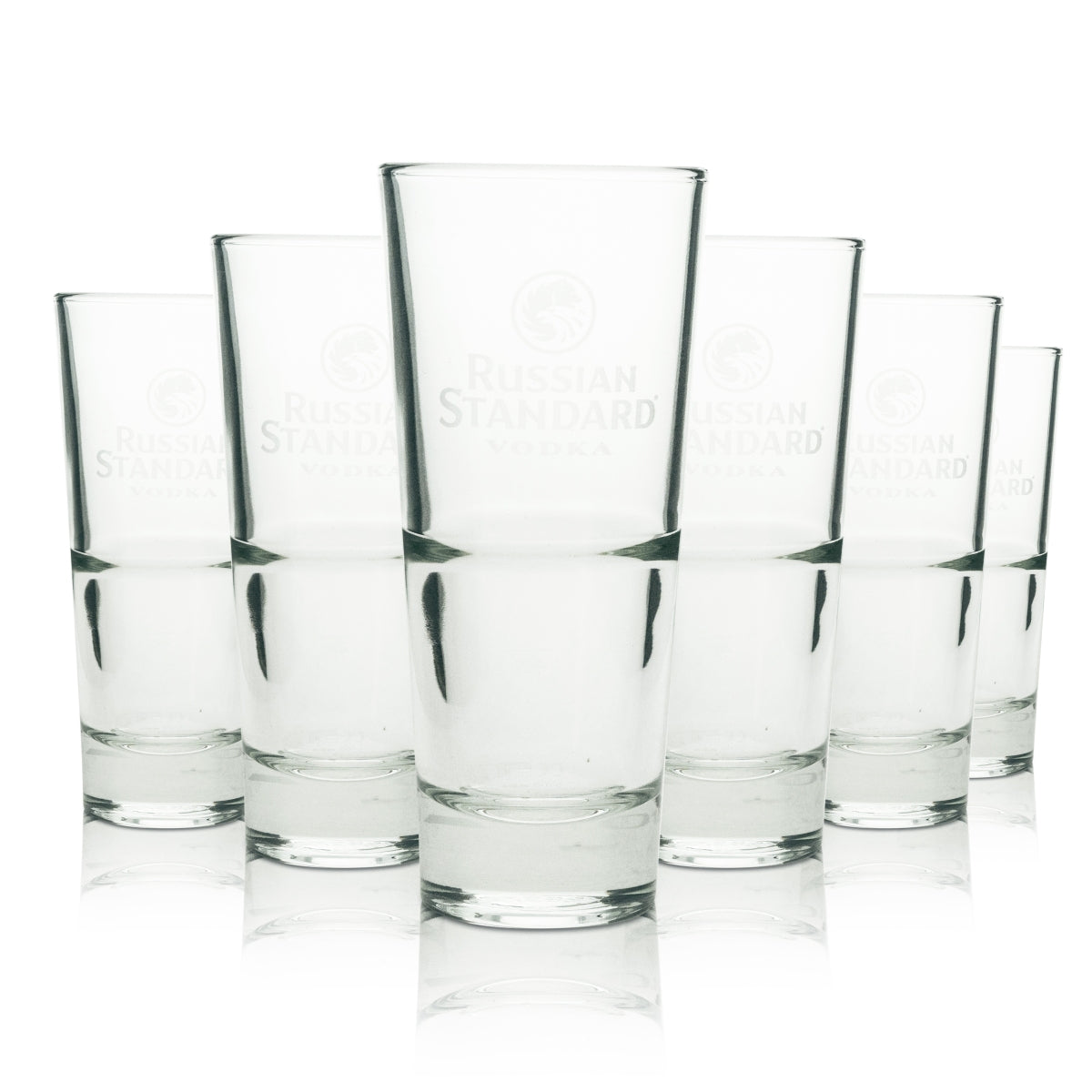 12x Russian Standard Vodka Long Drink Glass with White Lettering